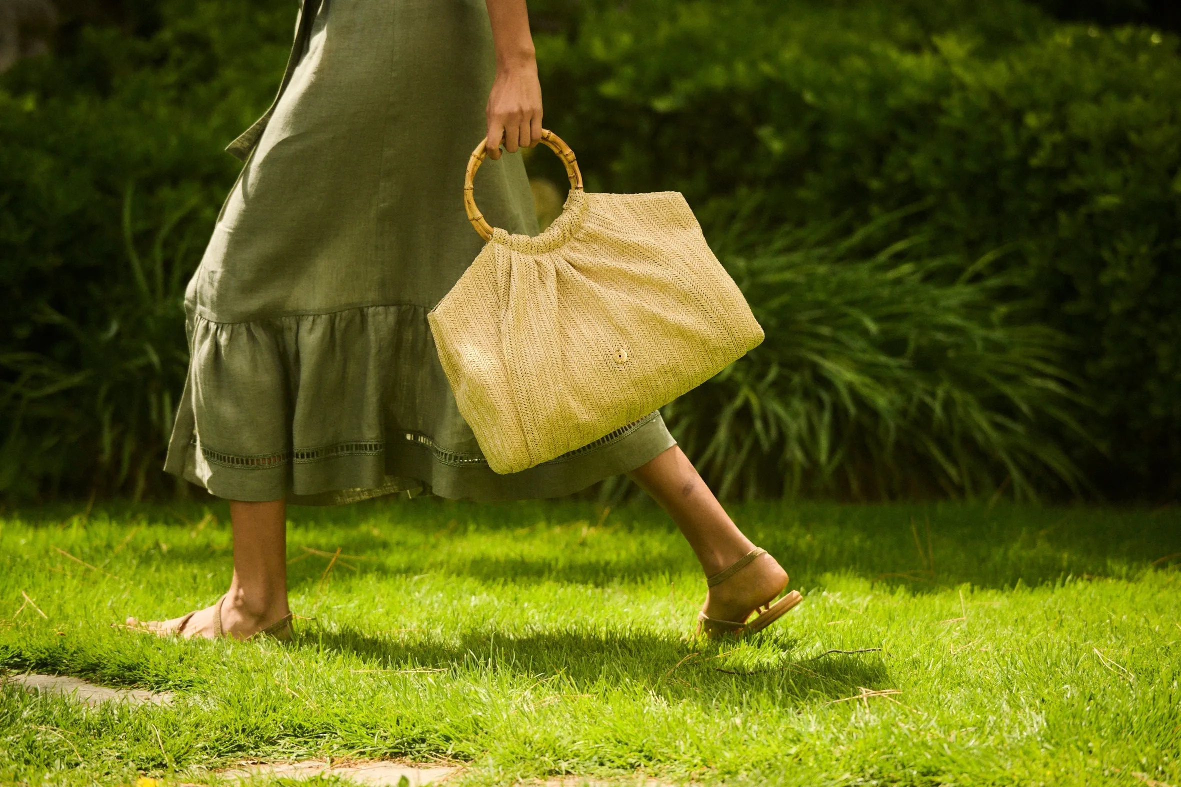 Andros Tote Bamboo Raffia Straw Bag