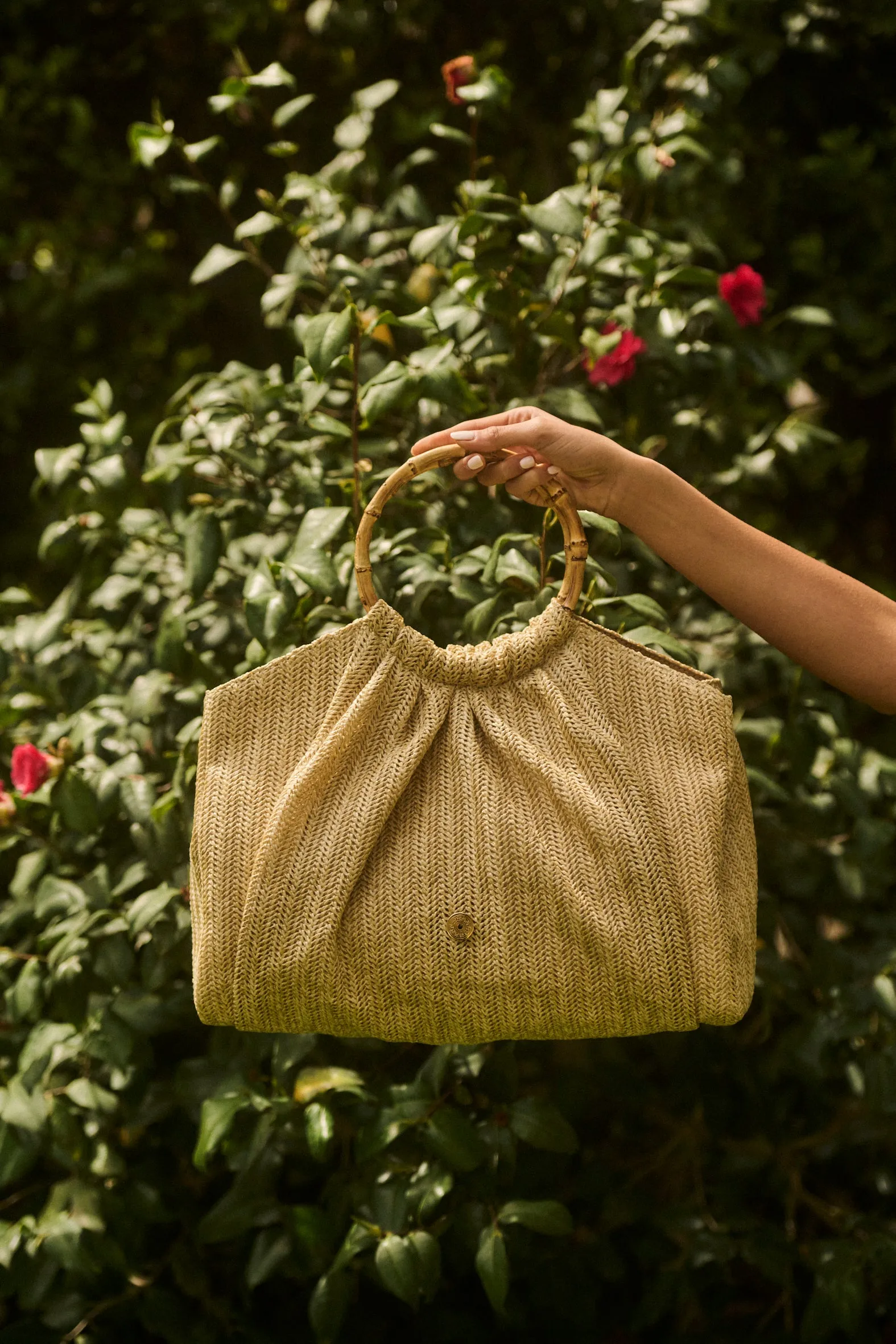 Andros Tote Bamboo Raffia Straw Bag