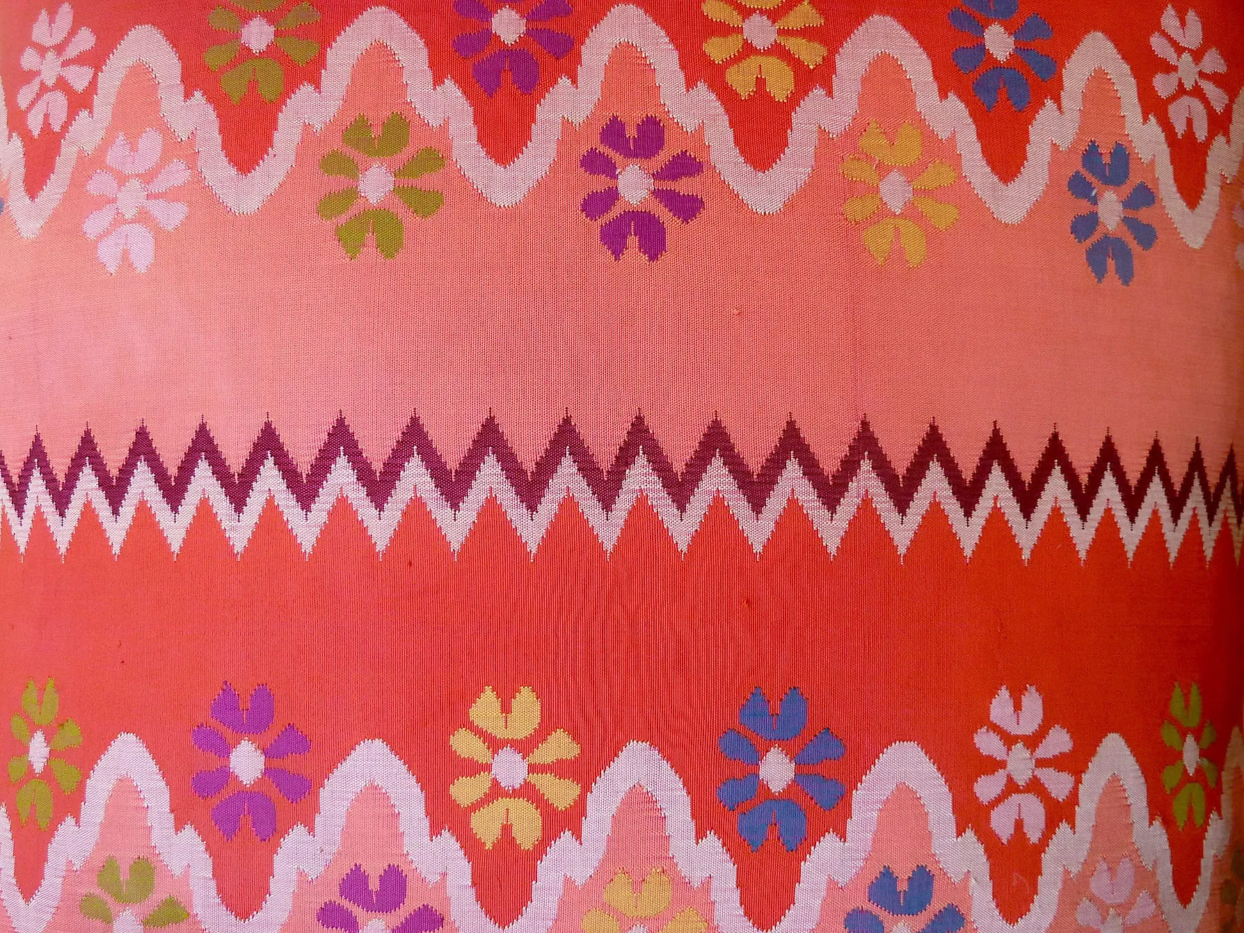 Burmese Silk Pillow Coral Floral