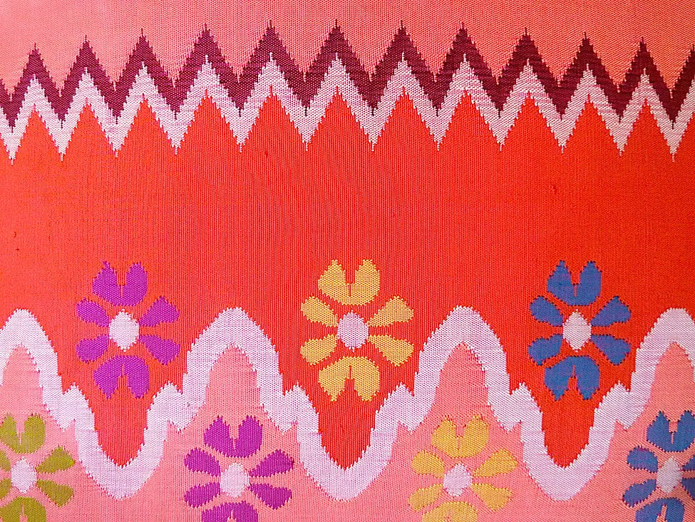 Burmese Silk Pillow Coral Floral