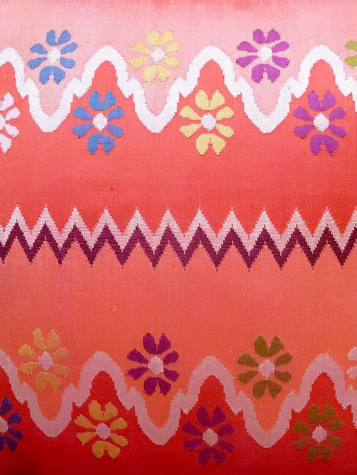 Burmese Silk Pillow Coral Floral