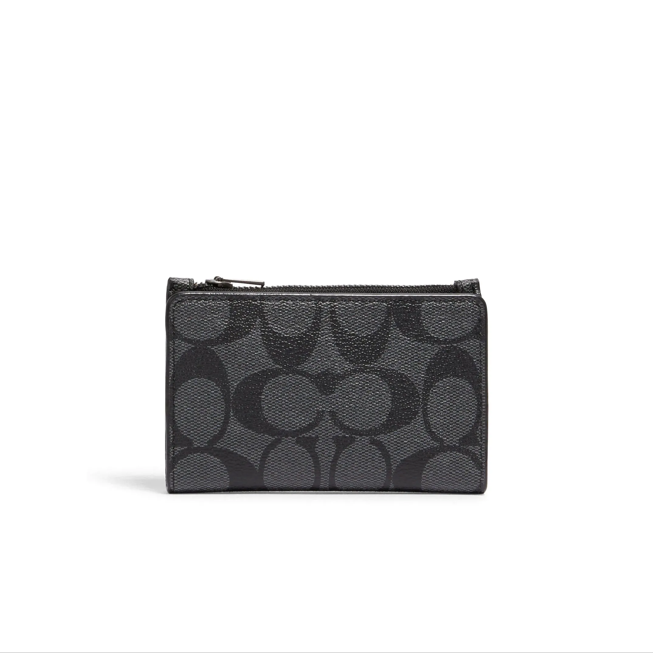 Coach Women's Charcoal Slim Bifold Card Wallet In Signature Canvas
