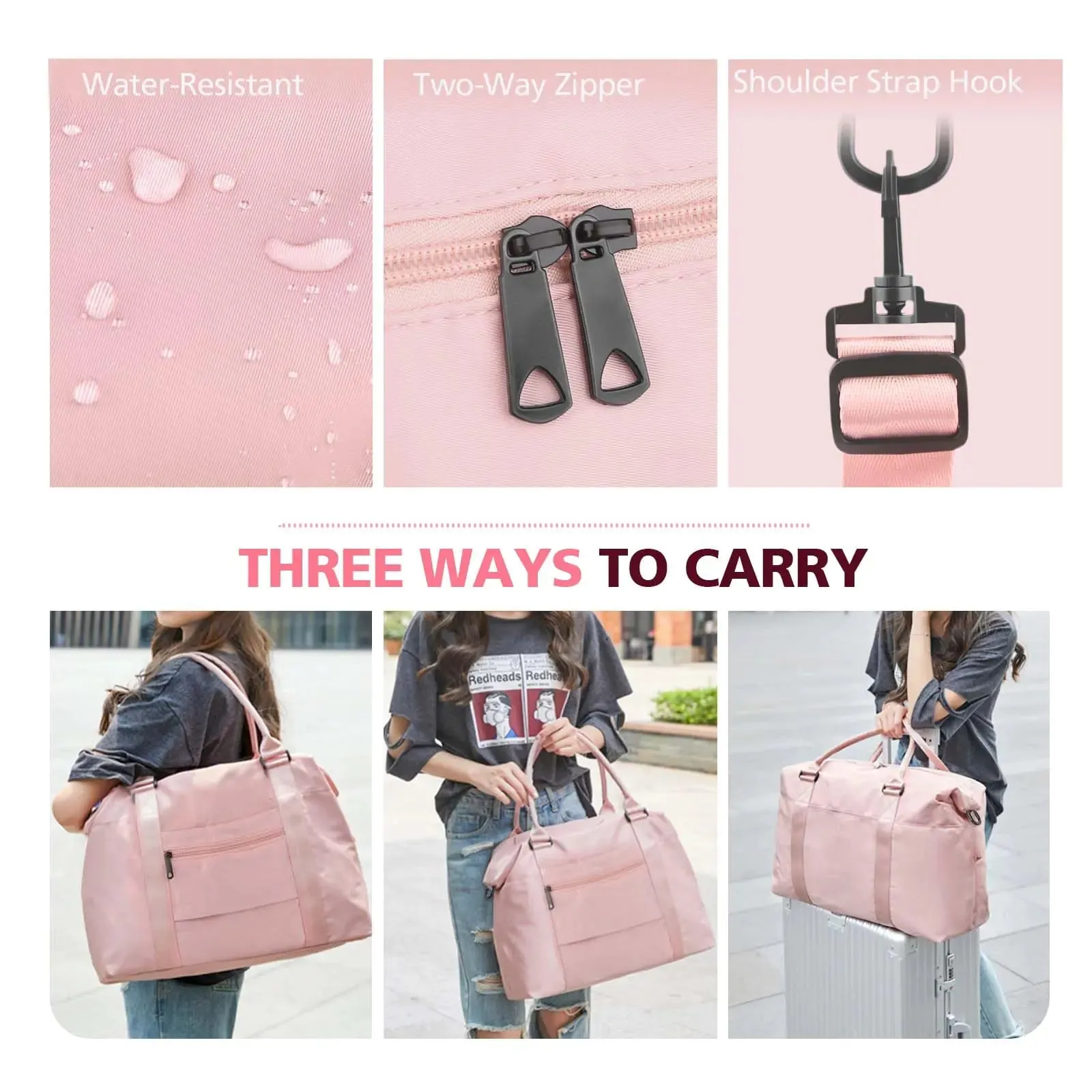 Coral Pink Waterproof Travel Duffle