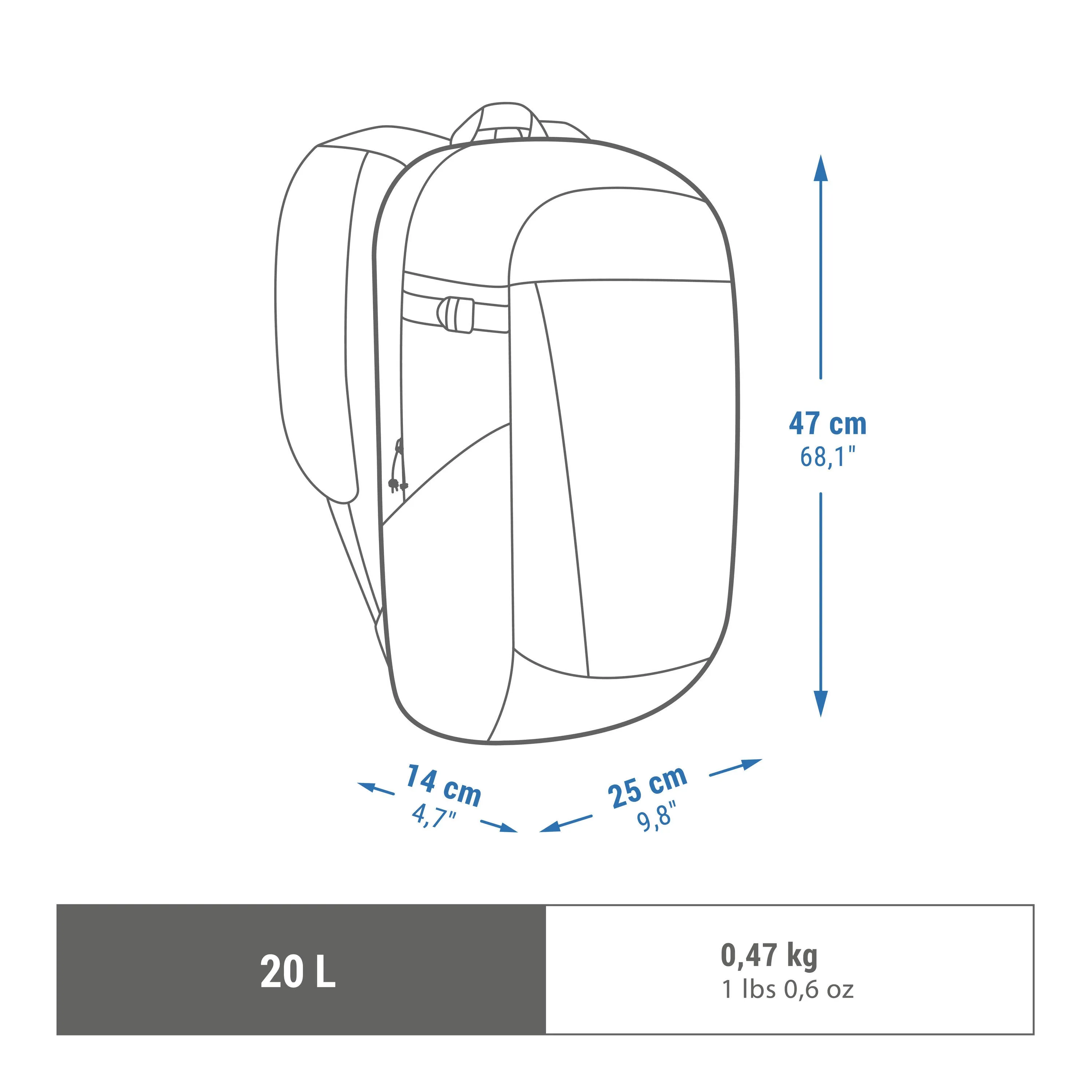 Hiking backpack Quechua Arpenaz NH100 20 l, blue