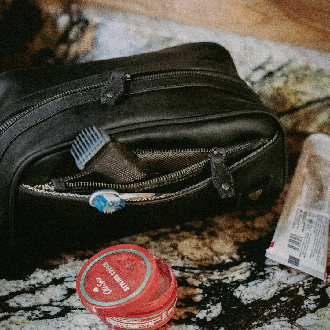 Limited Edition Jefferson Leather Dopp Kit | Black