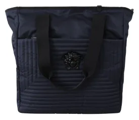 Versace Blue Nylon Tote Bag