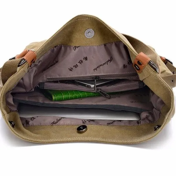 Women Men Canvas Handbags Multifunction Backpack Casual Shoulder Bags Students School