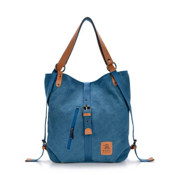 Women Men Canvas Handbags Multifunction Backpack Casual Shoulder Bags Students School