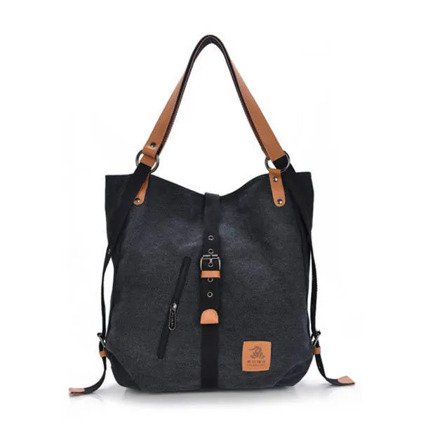 Women Men Canvas Handbags Multifunction Backpack Casual Shoulder Bags Students School