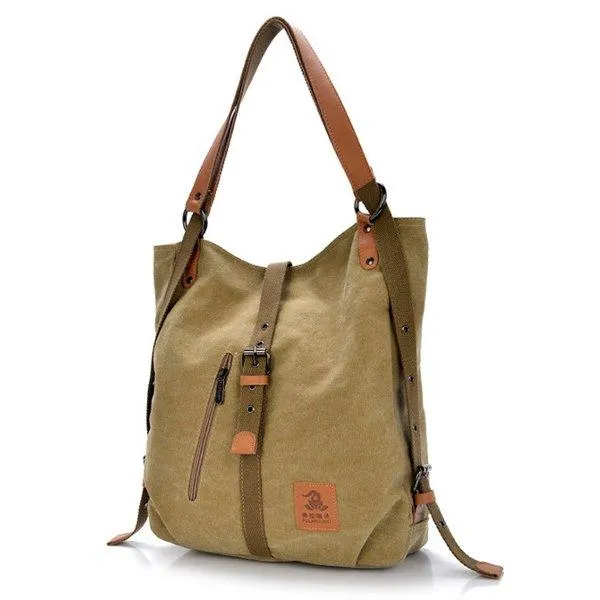 Women Men Canvas Handbags Multifunction Backpack Casual Shoulder Bags Students School