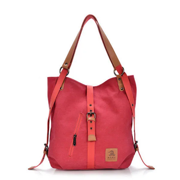 Women Men Canvas Handbags Multifunction Backpack Casual Shoulder Bags Students School