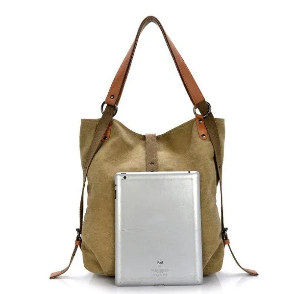 Women Men Canvas Handbags Multifunction Backpack Casual Shoulder Bags Students School